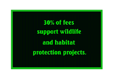 30% of fees support wildlife and habitat protection projects.
