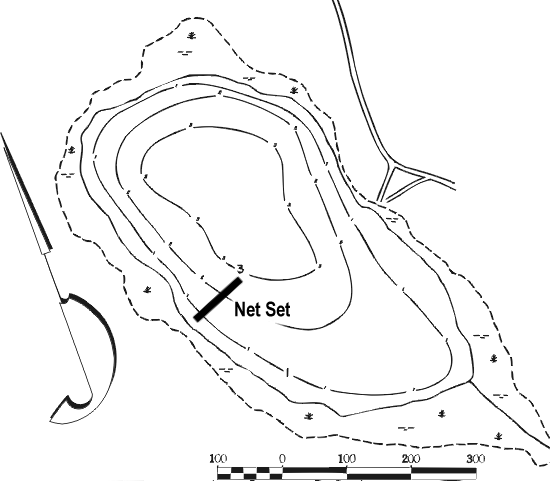 FIGURE 1. Location of Ferguson Lake gill net set, August 16-17, 1999.