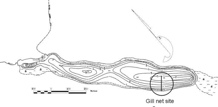 LaSalle Lake (West) Bathymetric Map, Showing 1998 Net Set Location
