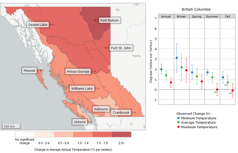 Image of interactive change in average annual temperature visualization