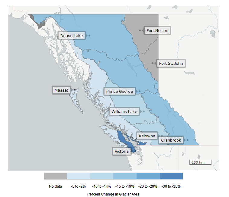 Image of interactive change in glacier area visualization